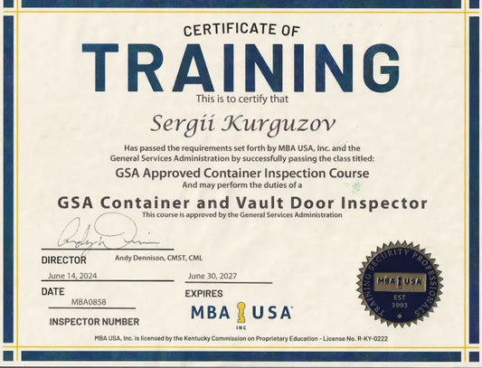 Gsa Container Inspection Form Certified GSA Container & Vault Services | Inspection, Opening ...